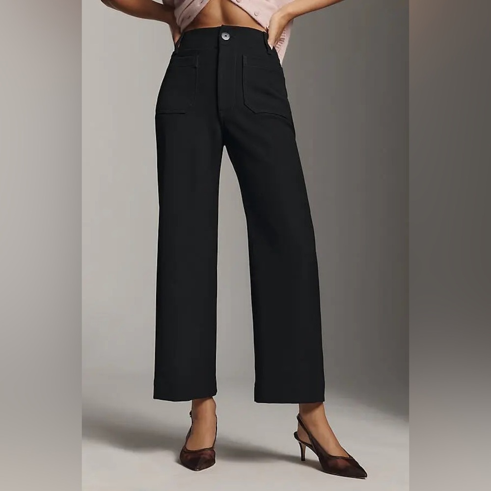 Anthropologie Maeve Black Wide-Leg High-Rise Pants